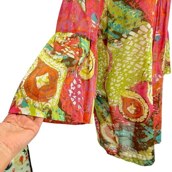 Trina Turk Sz 10 Medium Multicolor 3/4 Sleeve Mini Dress Cover-Up Lightweight* - Picture 9 of 14